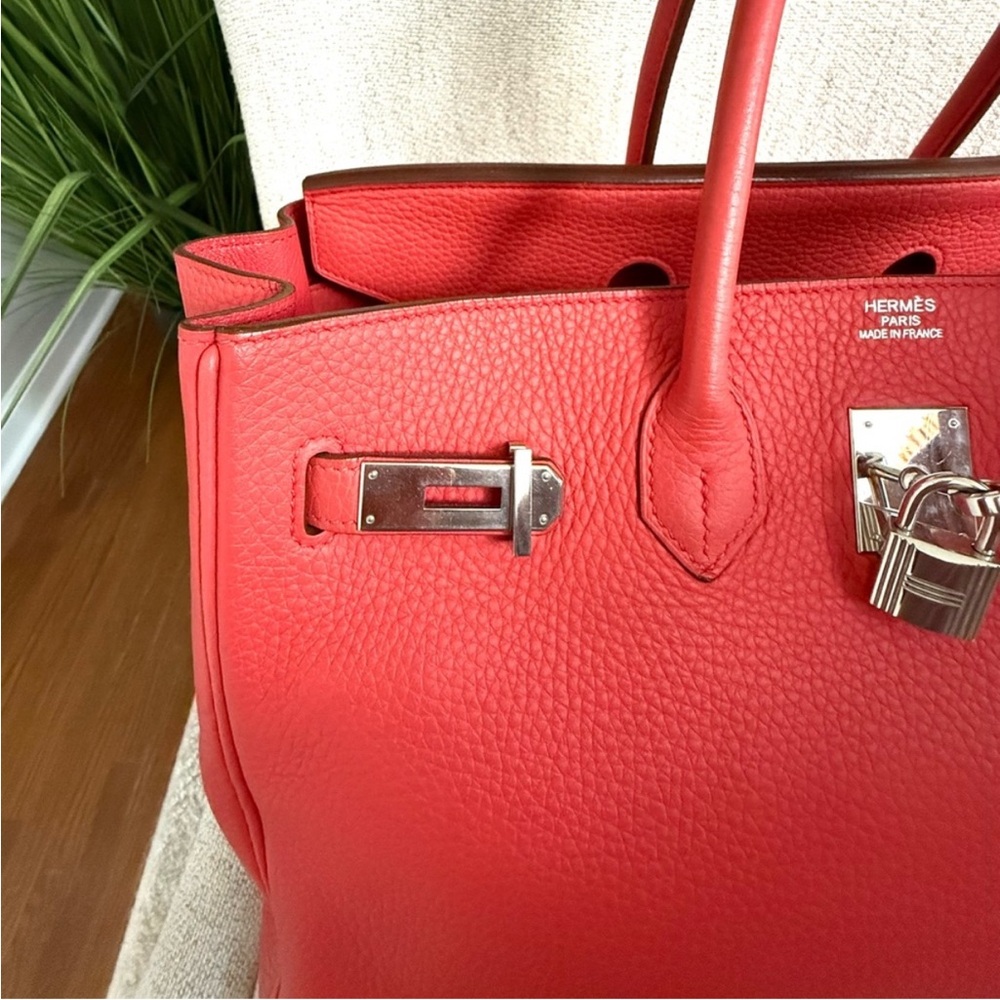 HERMES Birkin 35 bag pink leather authentic silver hardware tote - Picture 8 of 16